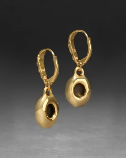 Brut Gold Linear Drop Earring- Green Pyrite