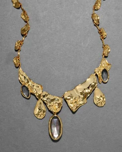 Brut Gold Reef Bib Necklace- Black Mother of Pearl