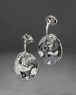 Brut Silver Coin Front Back Earring