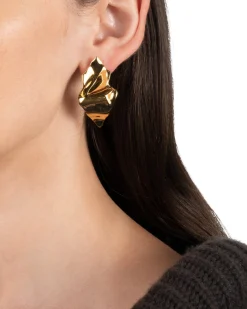 Crumpled Small Post Earring- Gold