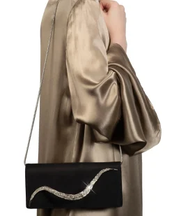 Crystal Curve Clutch- Black