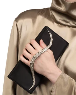 Crystal Curve Clutch- Black