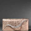Crystal Curve Clutch- Crushed Rose Gold
