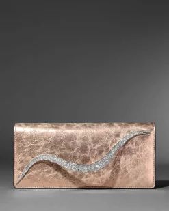 Crystal Curve Clutch- Crushed Rose Gold