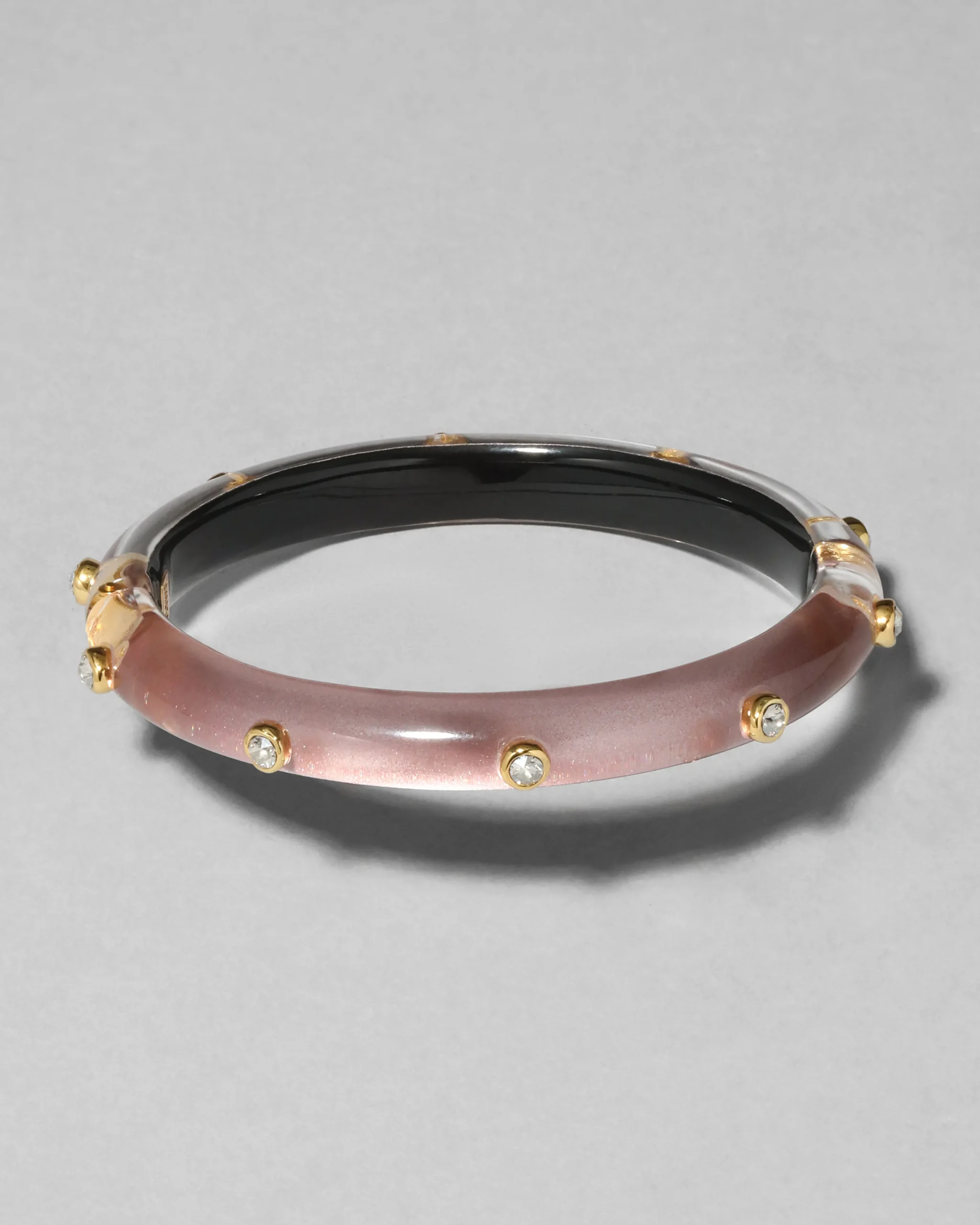 Crystal Studded Lucite Hinge Bracelet- Dusty Rose