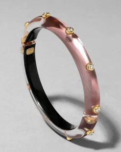 Crystal Studded Lucite Hinge Bracelet- Dusty Rose