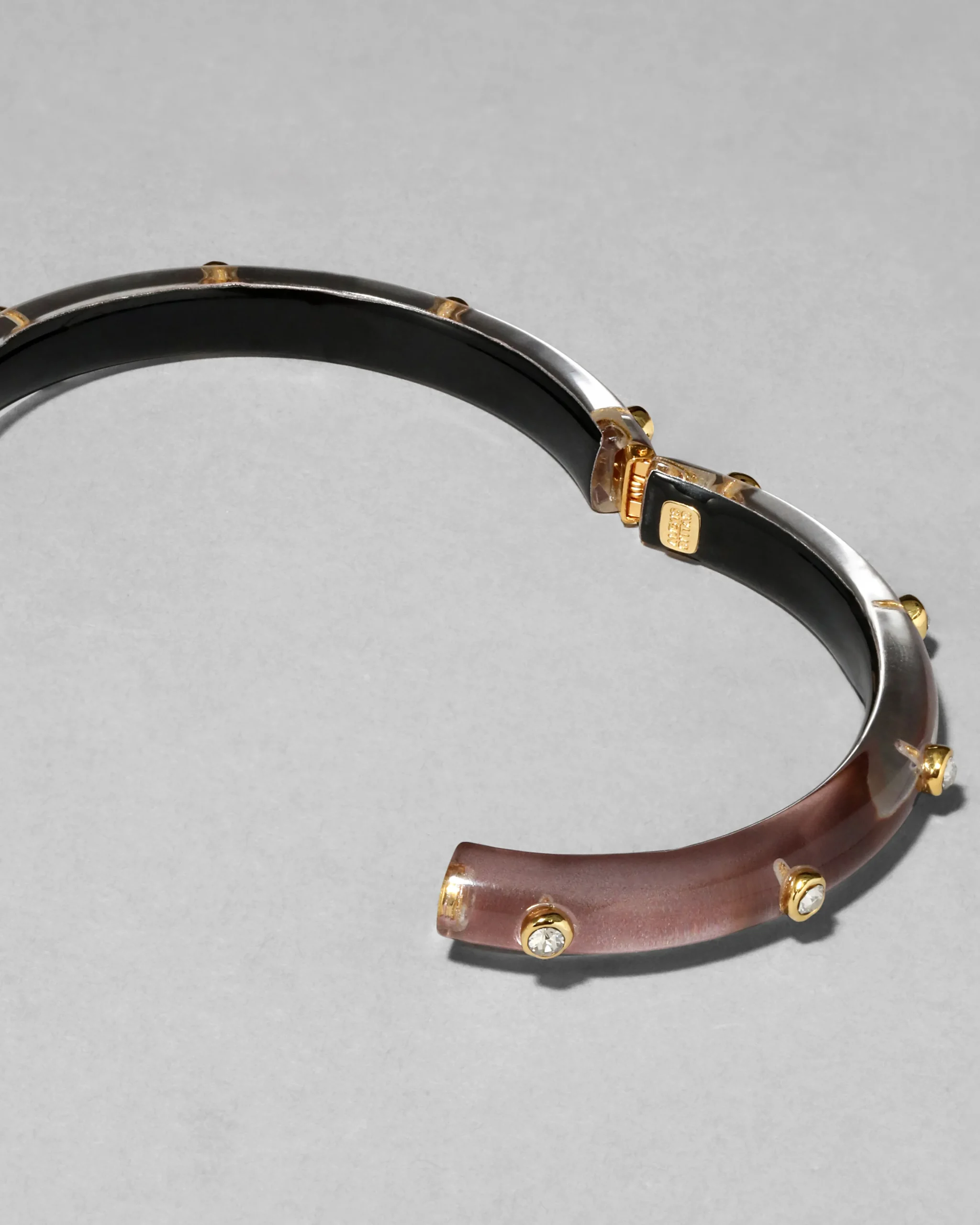 Crystal Studded Lucite Hinge Bracelet- Dusty Rose