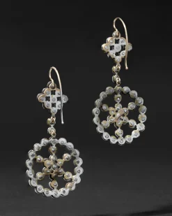 Cut Steel Medium Spoke Wire Drop Earring
