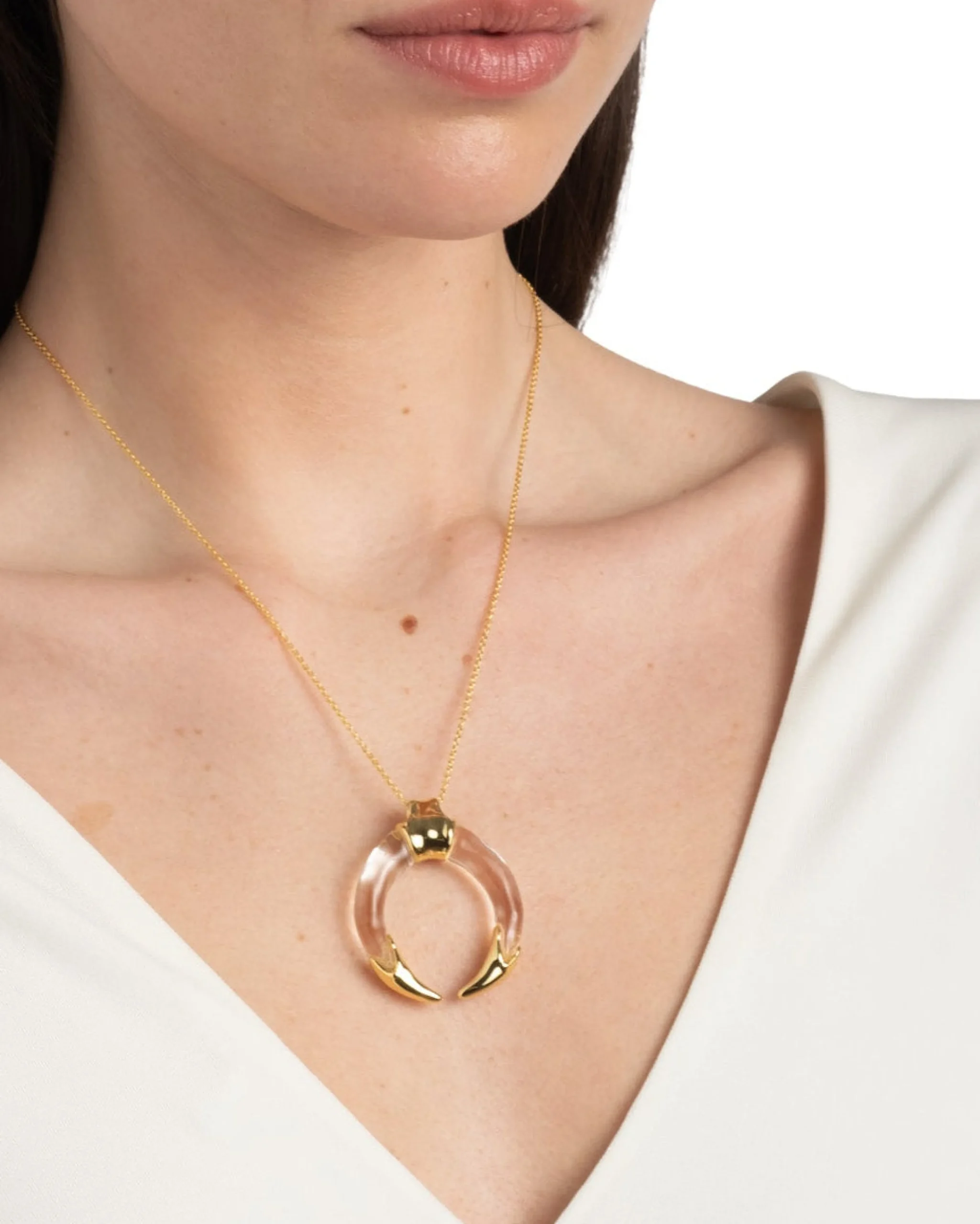 Gilded Tusk Lucite Necklace