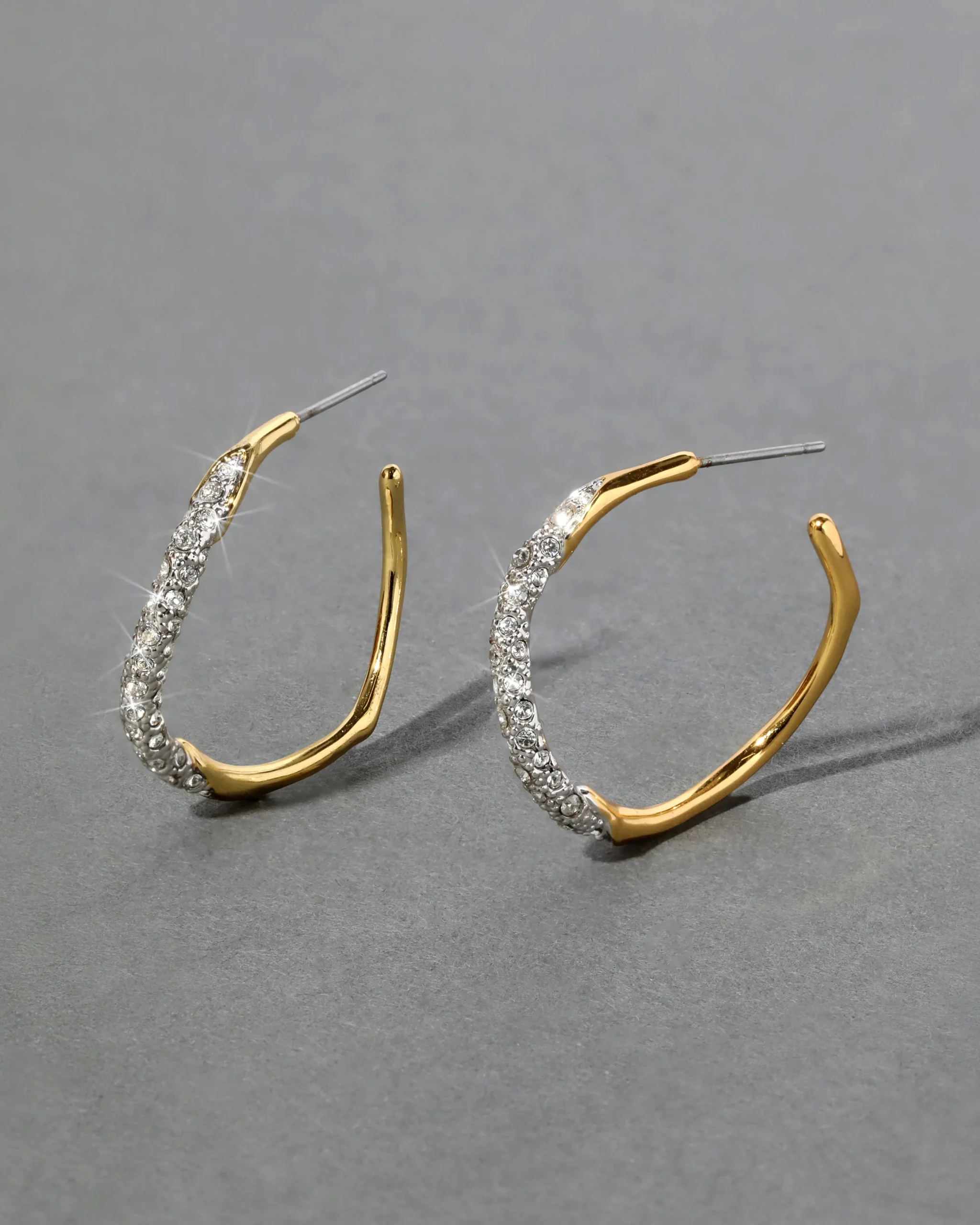 Gold Two Tone Pave Hoop Earring