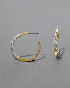 Gold Two Tone Pave Hoop Earring