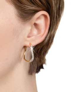 Gold Two Tone Pave Hoop Earring