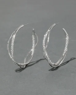 Intertwined Silver Pave Hoop Earring