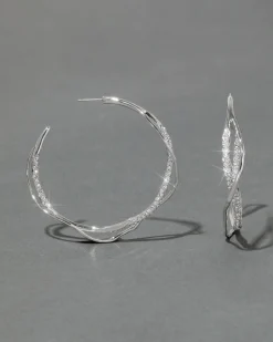 Intertwined Silver Pave Hoop Earring
