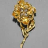 Jardin Gold Stemmed Rose Pin