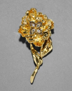 Jardin Gold Stemmed Rose Pin
