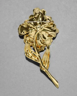 Jardin Gold Stemmed Rose Pin