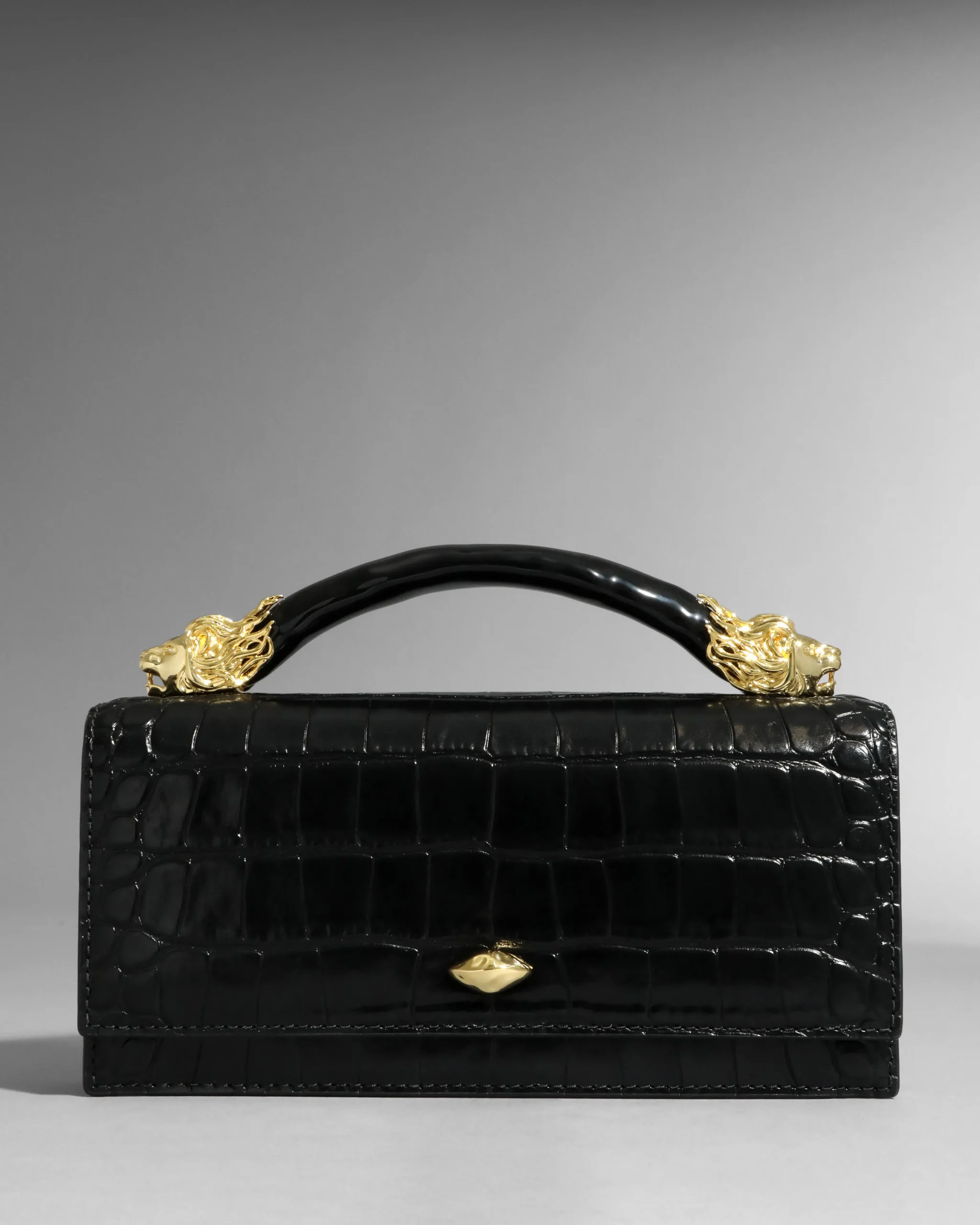 Lioness Top Handle Clutch- Black