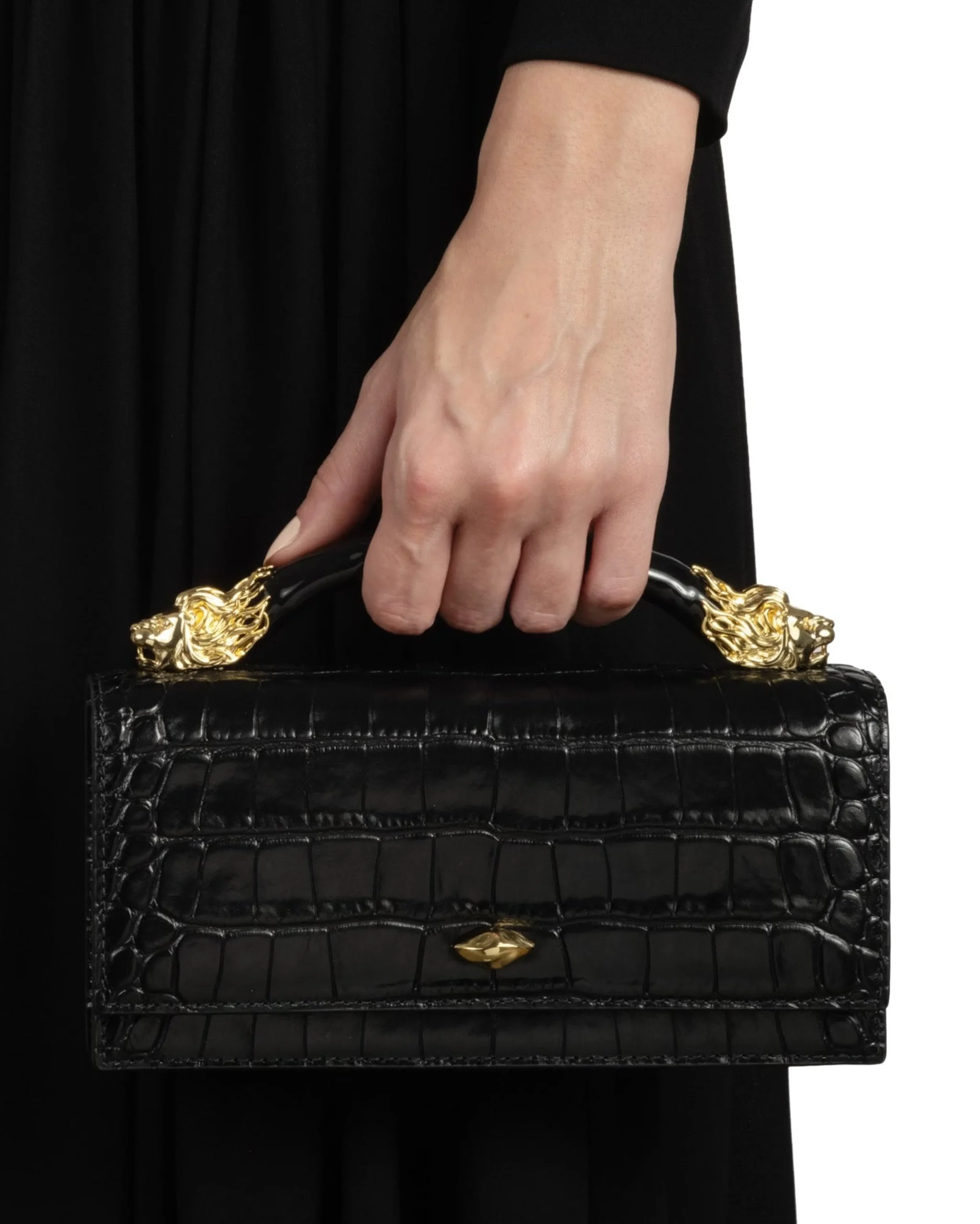 Lioness Top Handle Clutch- Black