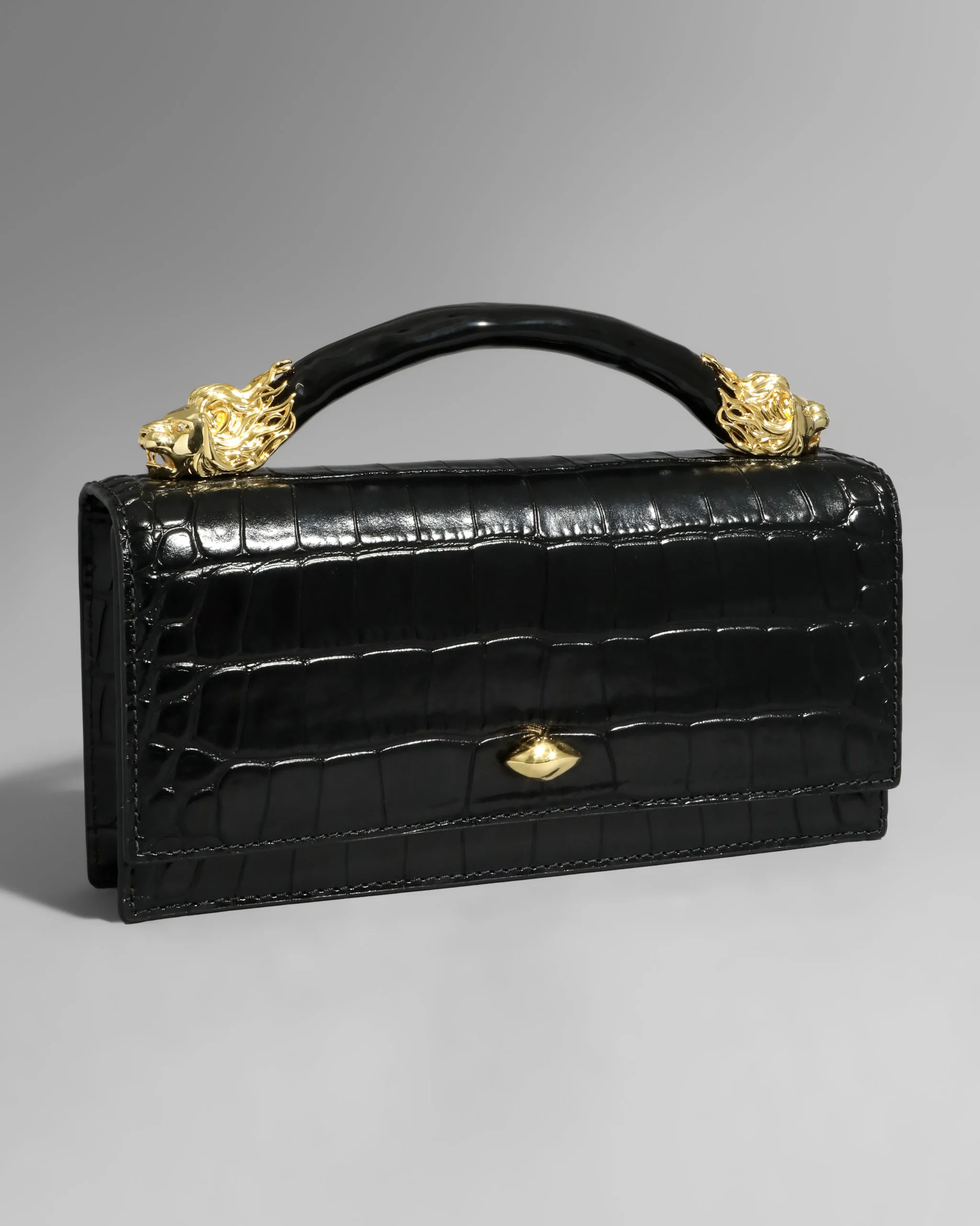 Lioness Top Handle Clutch- Black
