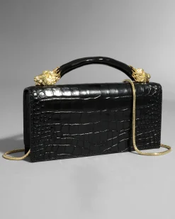 Lioness Top Handle Clutch- Black