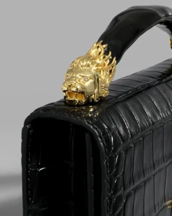 Lioness Top Handle Clutch- Black