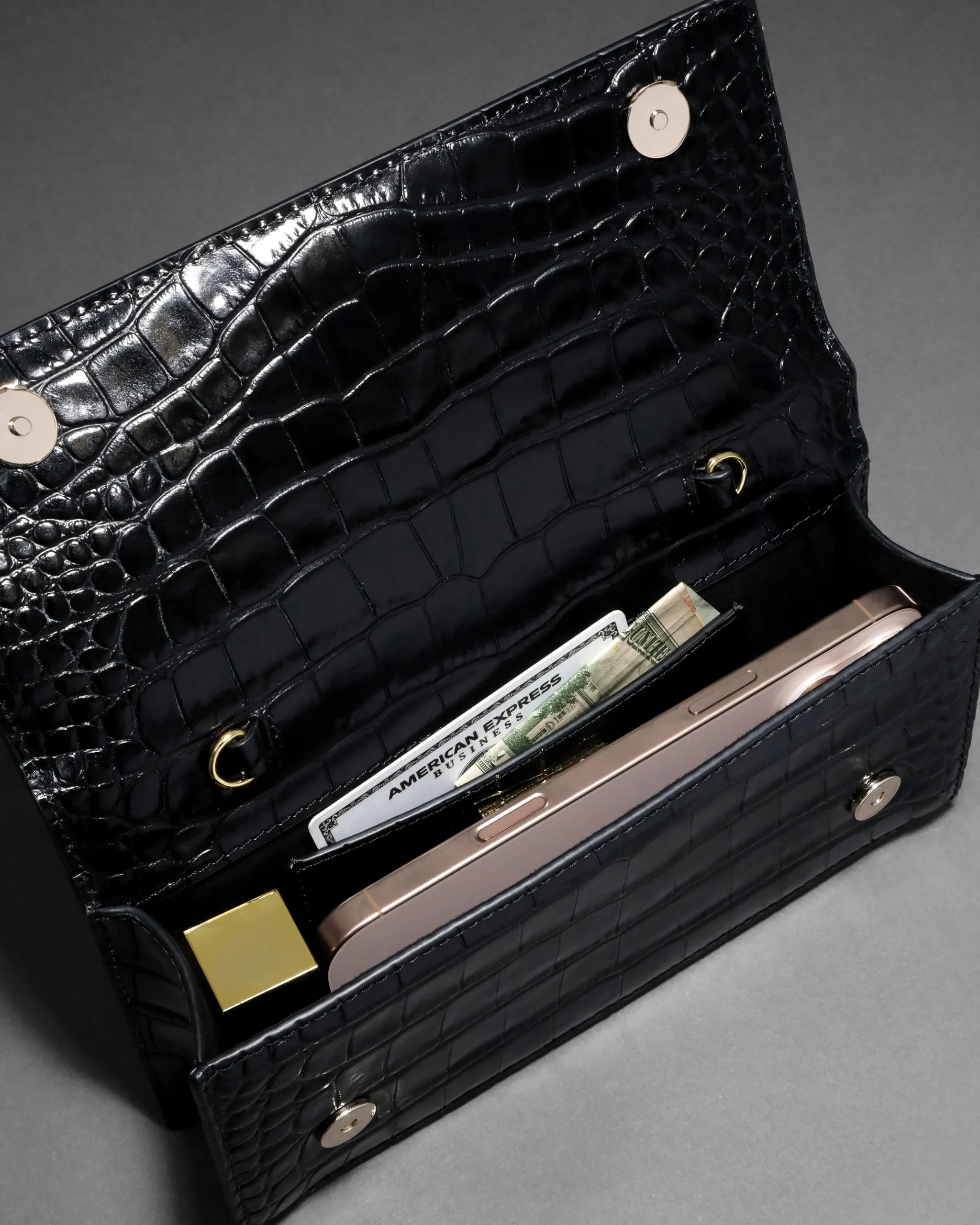 Lioness Top Handle Clutch- Black