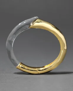Liquid Lucite Bypass Hinge Bracelet- Clear