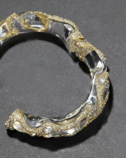 Liquid Lucite Crystal Pave Hinge Bracelet- Clear