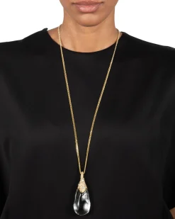 Liquid Lucite Crystal Pavé Teardrop Necklace