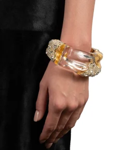 Liquid Lucite Crystal Pavé Wide Hinge Bracelet
