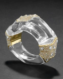 Liquid Lucite Crystal Pavé Wide Hinge Bracelet