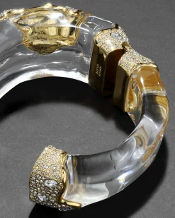 Liquid Lucite Crystal Pavé Wide Hinge Bracelet