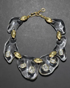 Liquid Lucite Crystal Pebble Necklace- Clear