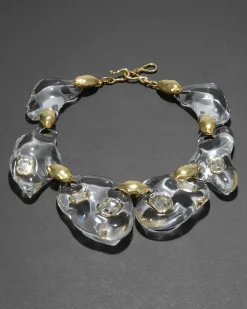 Liquid Lucite Crystal Pebble Necklace- Clear