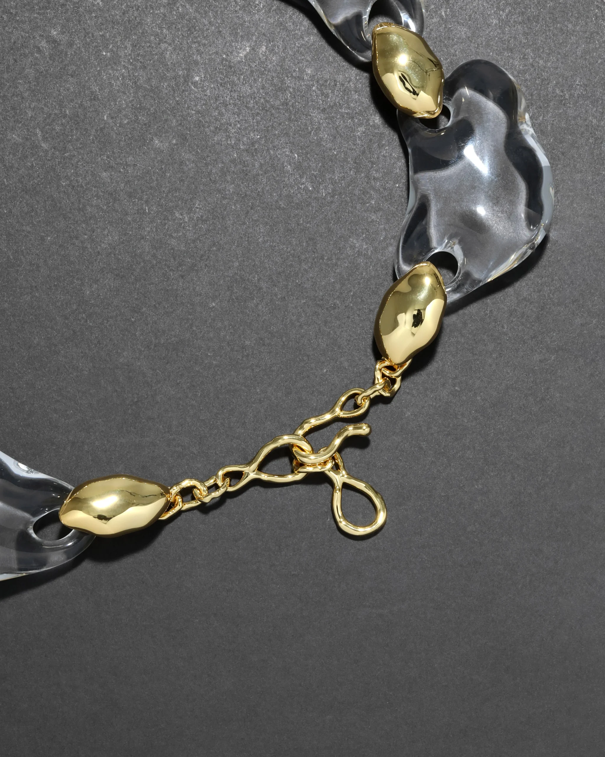 Liquid Lucite Crystal Pebble Necklace- Clear