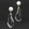Liquid Lucite Freshwater Pearl Drop Earring- Clear