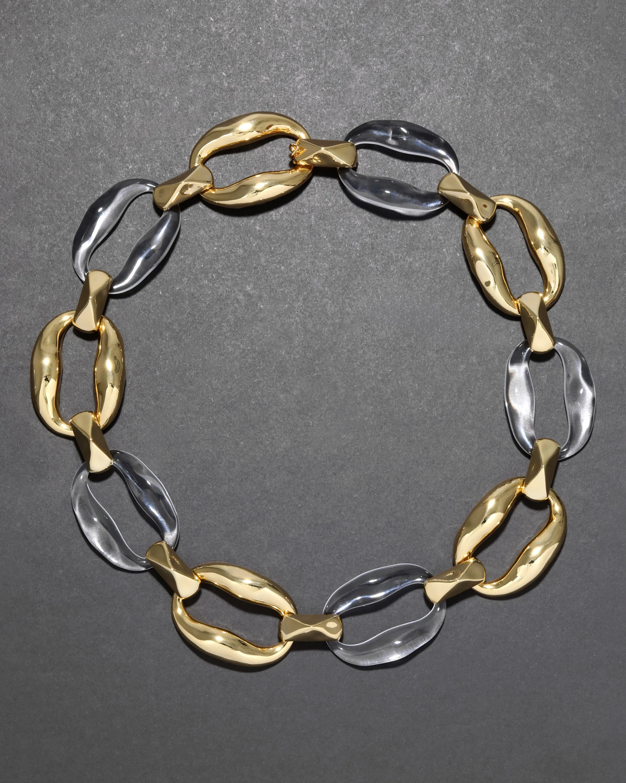 Liquid Lucite Gold Link Necklace- Clear