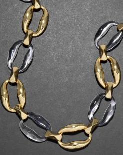 Liquid Lucite Gold Link Necklace- Clear