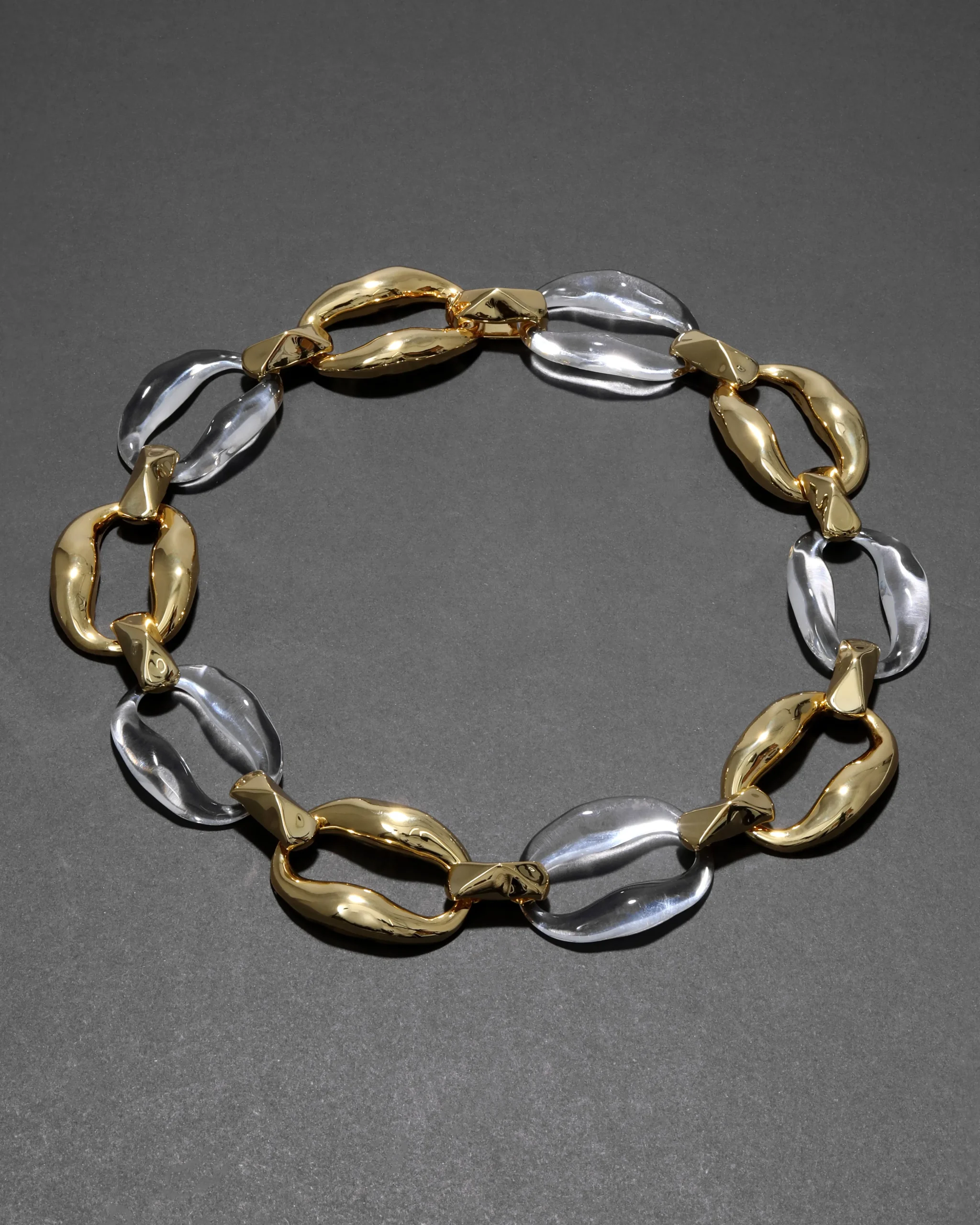 Liquid Lucite Gold Link Necklace- Clear