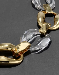 Liquid Lucite Gold Link Necklace- Clear