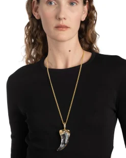 Liquid Lucite Horn Pendant Necklace