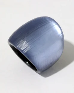 Lucite Block Ring- Steel Blue