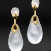 Lucite Brutalist Large Drop Post Earring- Silver
