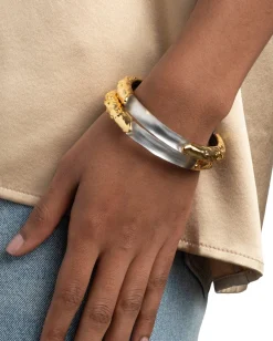 Lucite Brutalist Skinny Bangle- Silver