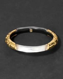 Lucite Brutalist Skinny Bangle- Silver