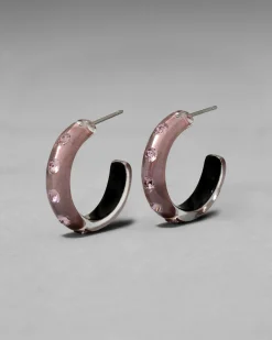 Lucite Crystal Hoop Earring- Dusty Rose
