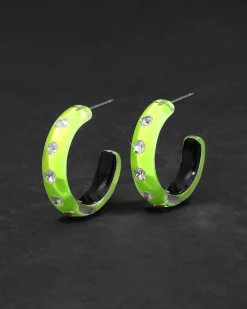 Lucite Crystal Hoop Earring- Fluorescent Yellow