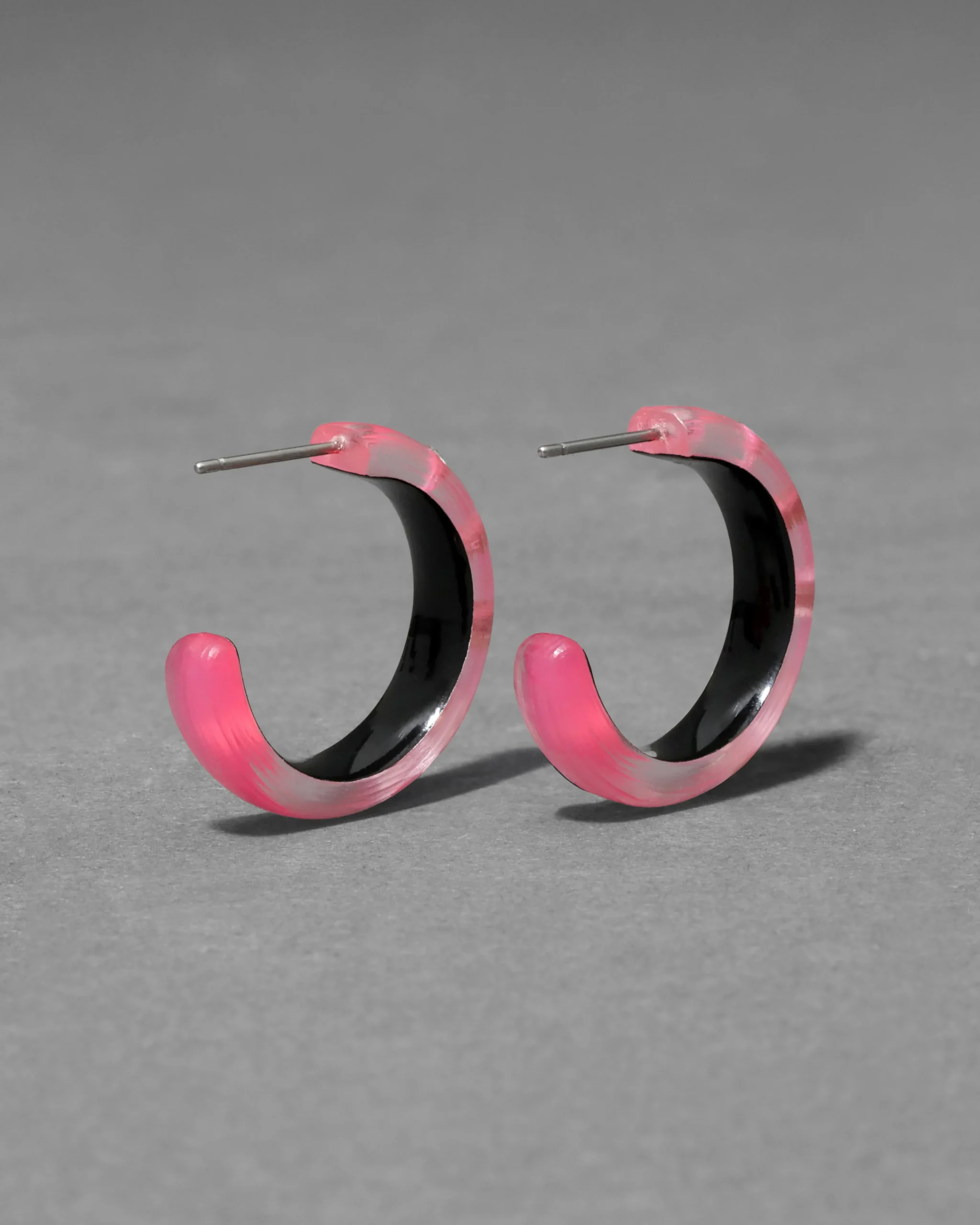 Lucite Crystal Hoop Earring- Neon Pink