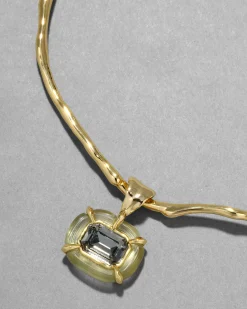 Lucite Jeweled Crystal Collar Necklace- Sage